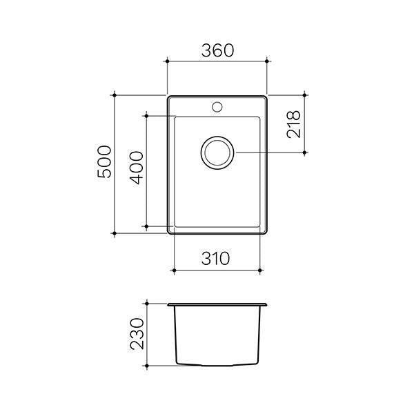Clark Square 25L Laundry Sink - Dimensions