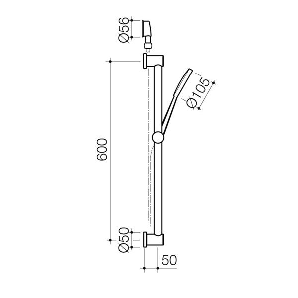Clark Round Basic Rail Shower - Chrome technical images