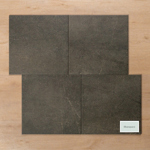Burleigh Charcoal Matt Cushioned Edge Porcelain Tile 300x300mm Offset Pattern - The Blue Space