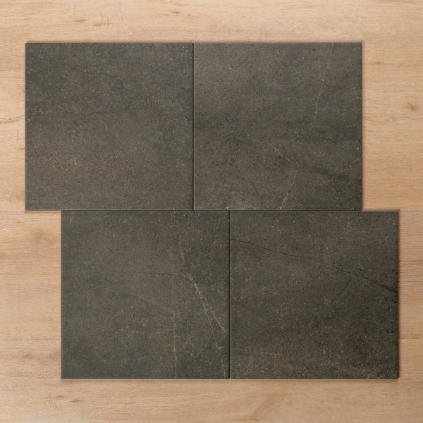 Burleigh Charcoal Matt Cushioned Edge Porcelain Tile 300x300mm Offset Pattern - The Blue Space