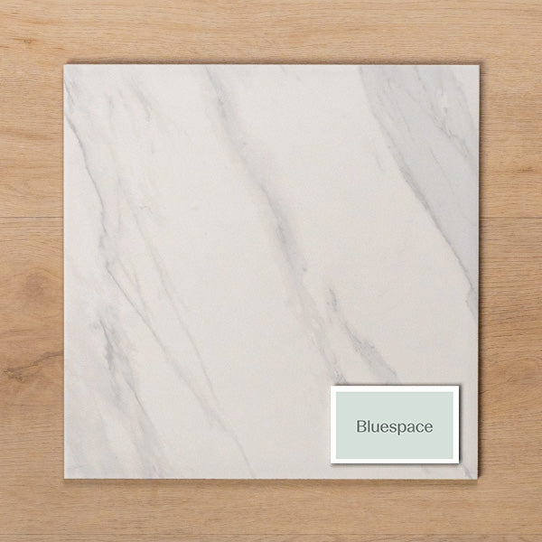 Kings Marble Carrara White Matt Cushioned Edge Ceramic Tile 300x300mm - The Blue Space