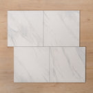 Kings Marble Carrara White Matt Cushioned Edge Ceramic Tile 300x300mm Offset Pattern - The Blue Space
