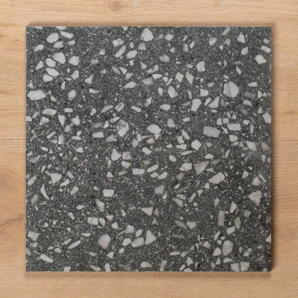 Island Terrazzo Charcoal Matt P4 Porcelain Tile 300x300mm - The Blue Space