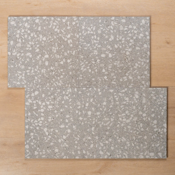 Island Terrazzo Grey Matt P4 Porcelain Tile 300x300mm Offset Pattern - The Blue Space