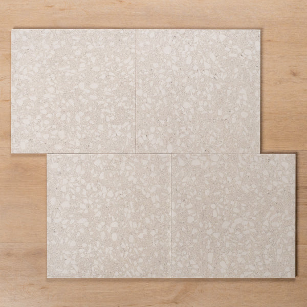 Island Terrazzo White Matt P4 Porcelain Tile 300x300mm Offset Pattern - The Blue Space