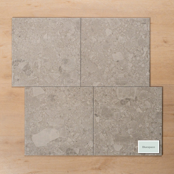 Southside Grey Terrazzo Matt P3 Porcelain Tile 300x300mm Offset Pattern - The Blue Space
