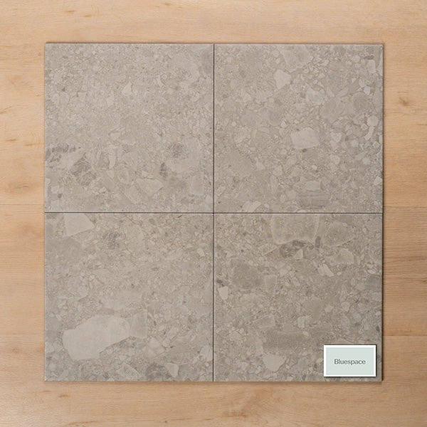 Southside Grey Terrazzo Matt P3 Porcelain Tile 300x300mm Straight Pattern - The Blue Space