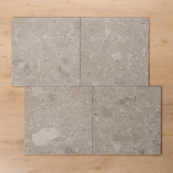 Southside Grey Terrazzo Matt P3 Porcelain Tile 300x300mm Offset Pattern - The Blue Space