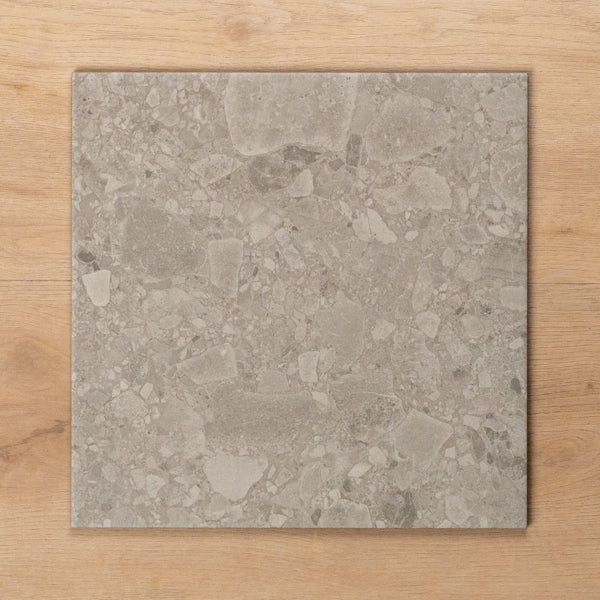 Southside Grey Terrazzo Matt P3 Porcelain Tile 300x300mm - The Blue Space