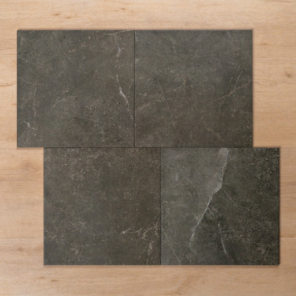 Avalon Charcoal Matt P2 Porcelain Tile 300x300mm Offset Pattern - The Blue Space