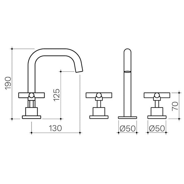 Clark Cross Basin Set - Chrome dimensions