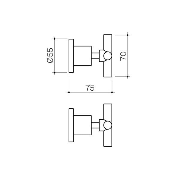 Clark Cross Wall Top Assemblies - Chrome - Dimensions