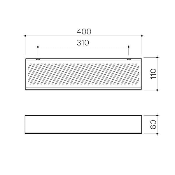 Clark Square Wall Caddy Matte Black Technical Drawing - The Blue Space