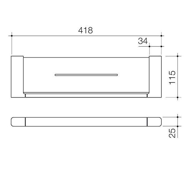 Caroma Contemporary Luna Metal Shelf Technical Drawing - The Blue Space