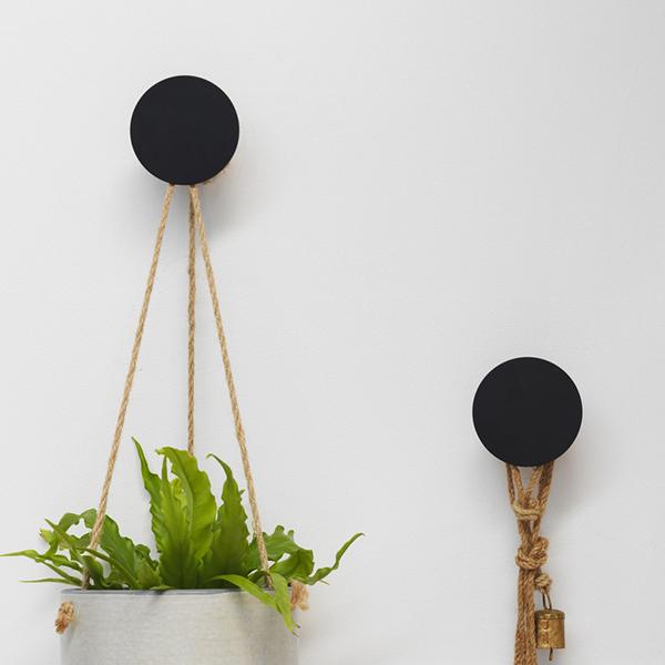 Clark Round Wall Hook - Matte Black wall hooks for plants