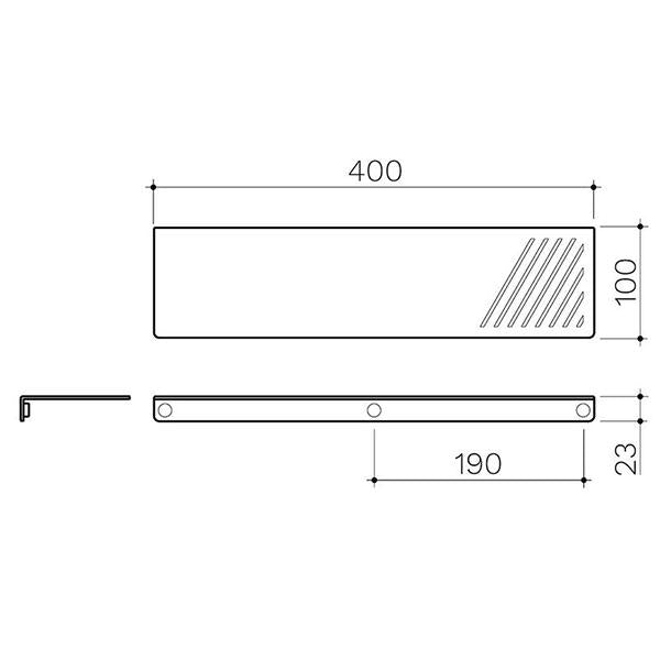 Clark Square Metal Shelf Matte Black Technical Drawing - The Blue Space