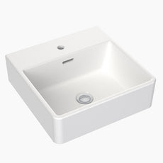 Clark Square Wall Basin 400mm One Taphole with overflow- The Blue Space
