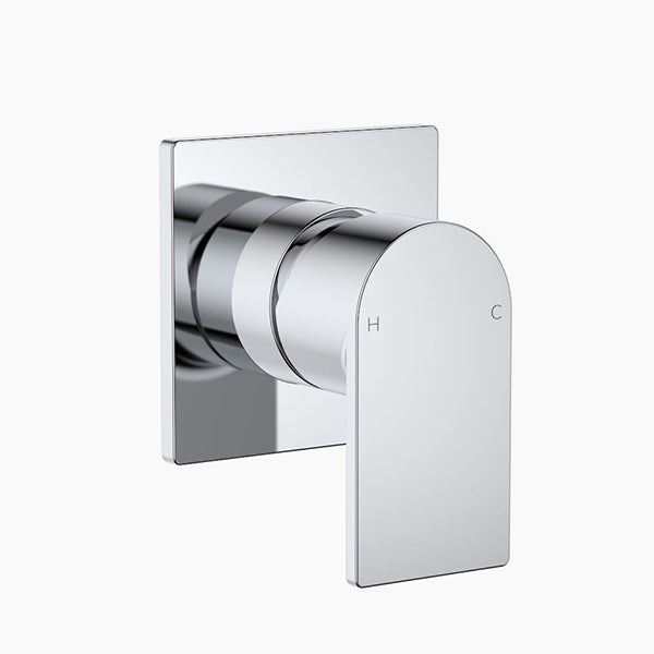 Clark Round Square Wall Bathroom Mixer - Chrome - The Blue Space