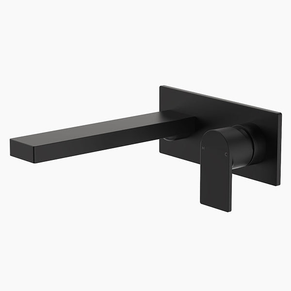 Clark Round Square Wall Basin/Bath Mixer 220mm - Matte Black - The Blue Space