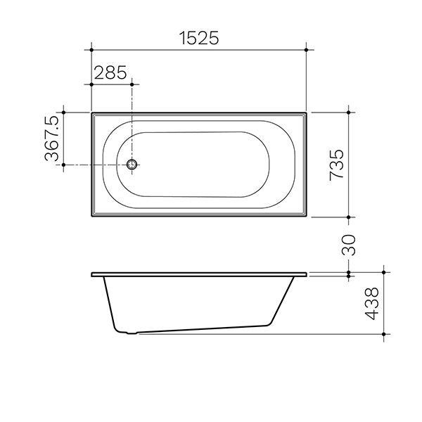 Clark Round Bath 1525mm dimensions