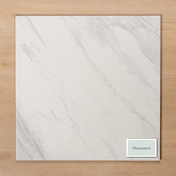 Kings Marble Carrara White Matt Cushioned Edge Ceramic Tile 450x450mm - The Blue Space