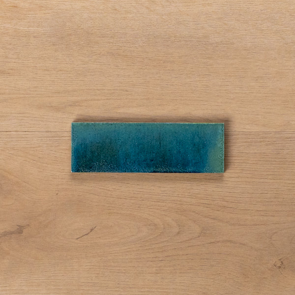 Sicily Turchese Blue Gloss Cushioned Edge Porcelain Tile 50x150mm - The Blue Space