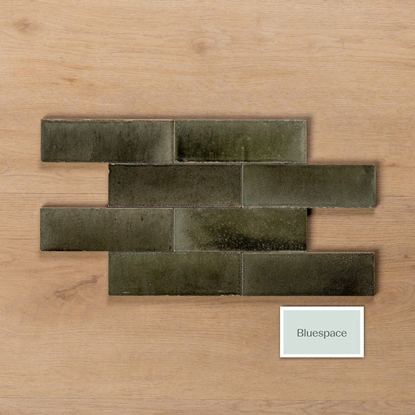 Sicily Grigio Charcoal Gloss Cushioned Edge Porcelain Tile 50x150mm Brick Pattern - The Blue Space