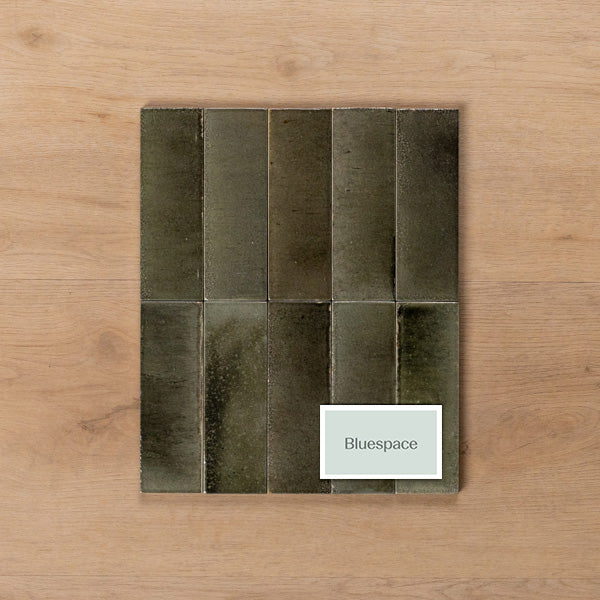 Sicily Grigio Charcoal Gloss Cushioned Edge Porcelain Tile 50x150mm Straight Pattern - The Blue Space