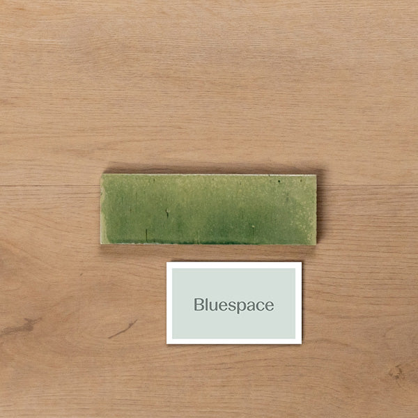 Sicily Giada Green Gloss Cushioned Edge Porcelain Tile 50x150mm - The Blue Space