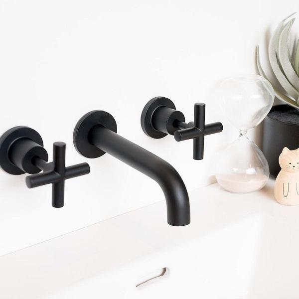 Clark Cross Wall Basin/Bath Set 180mm - Matte Black at The Blue Space