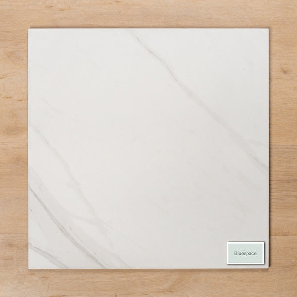 Perisher White Marble Matt Rectified Porcelain Tile 600x600mm - The Blue Space