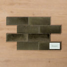 Sicily Grigio Charcoal Gloss Cushioned Edge Porcelain Tile 75x200mm Brick Pattern - The Blue Space
