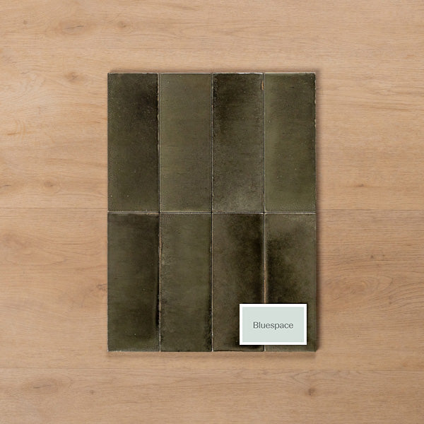 Sicily Grigio Charcoal Gloss Bejmat Cushioned Edge Porcelain Tile 75x200mm