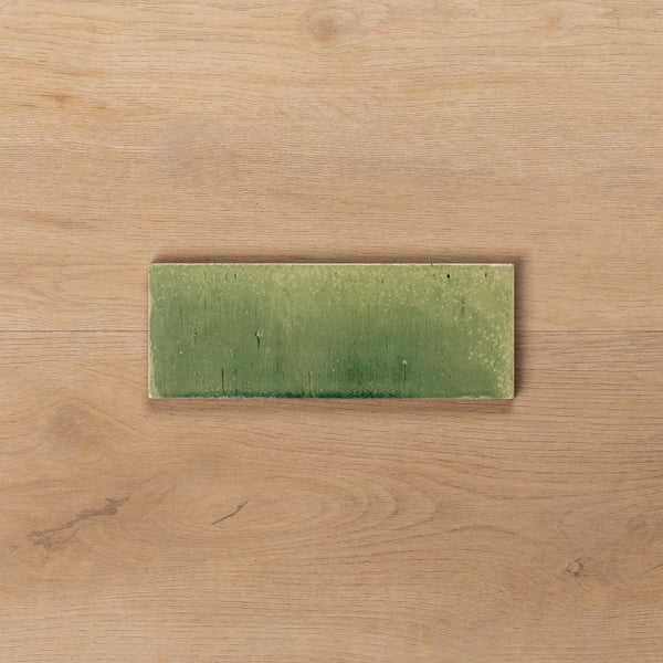 Sicily Giada Green Gloss Cushioned Edge Porcelain Tile 75x200mm - The Blue Space