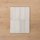 Sicily Bianco White Gloss Cushioned Edge Porcelain Tile 75x200mm Straight Pattern - The Blue Space
