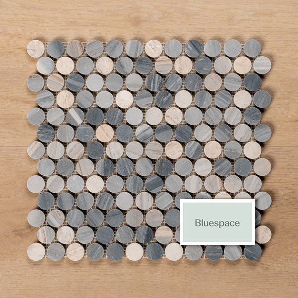 Cottesloe Blue Sandstone Penny Round Honed Marble Mosaic Tile 23x23mm - The Blue Space