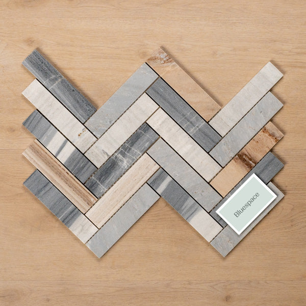 Cottesloe Blue Sandstone Herringbone Honed Marble Mosaic Tile 35x150mm