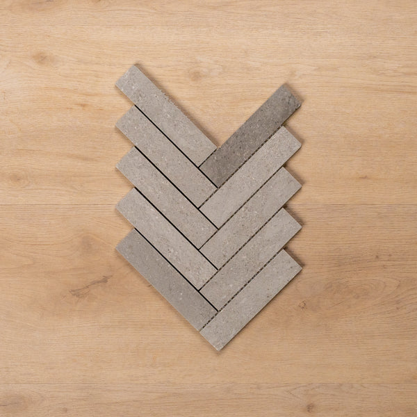 Cottesloe New Grey Herringbone Honed Marble Mosaic Tile 35x150mm - The Blue Space