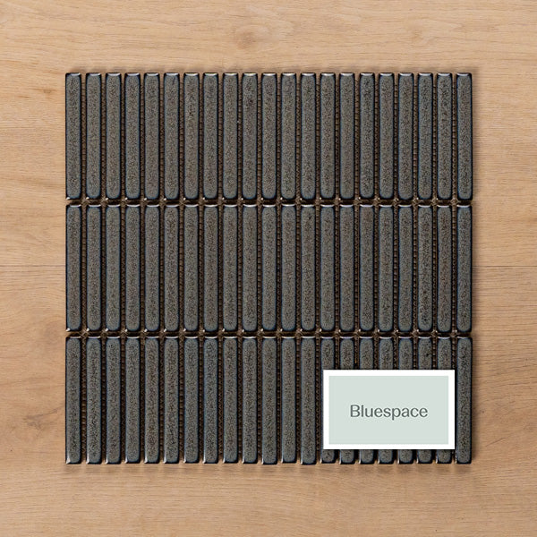 Sample of Middleton Grey Smoke Porcelain Mosaic Finger Tile - The Blue Space