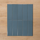 Coolum Blue Gloss Cushioned Edge Ceramic Tile 82x257mm Straight Pattern - The Blue Space