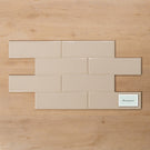 Coolum Cream Gloss Cushioned Edge Ceramic Tile 82x257mm Brick Pattern - The Blue Space