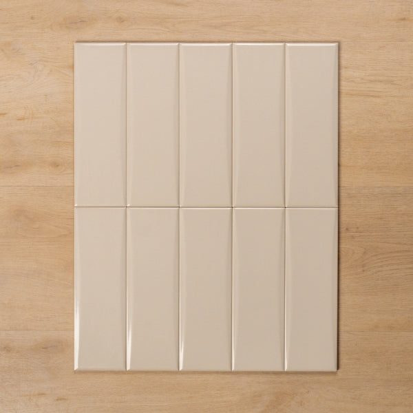 Coolum Cream Gloss Cushioned Edge Ceramic Tile 82x257mm Straight Pattern - The Blue Space