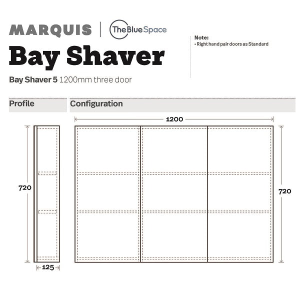 Marquis Bay Shaving Cabinet 1200mm three door - The Blue Space