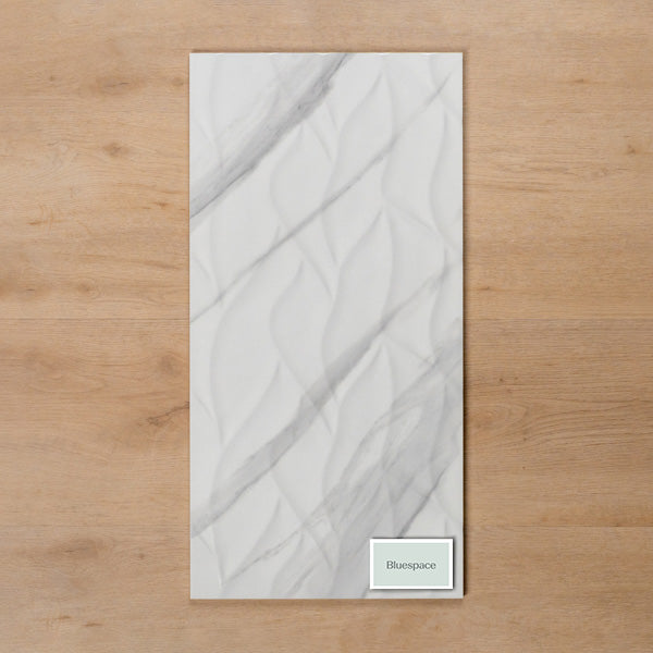 Perisher White Marble Gloss Rectified Ceramic Decor Tile 300x600mm - The Blue Space