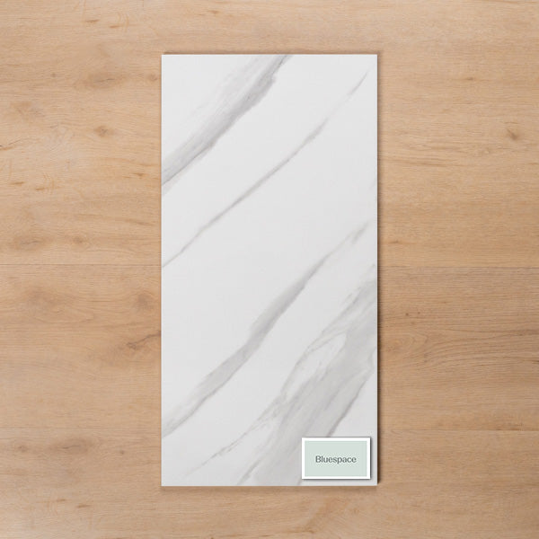 Perisher White Marble Gloss Rectified Ceramic Wall Tile 300x600mm - The Blue Space