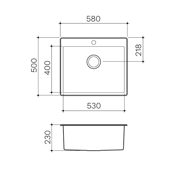 Clark Square 45L Laundry Sink technical drawings