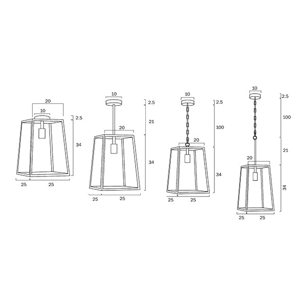 Technical Drawing - Telbix Cantena ES 25cm Pendant Antique Brass