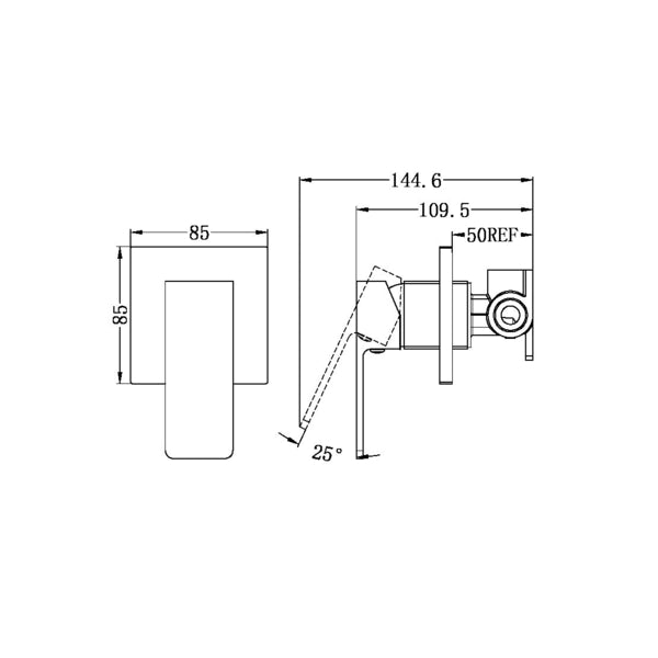 Technical Drawing: Nero Celia Shower Mixer Matte Black