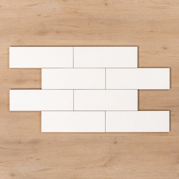 Wategos Satin White 100x300mm Brick Pattern - The Blue Space