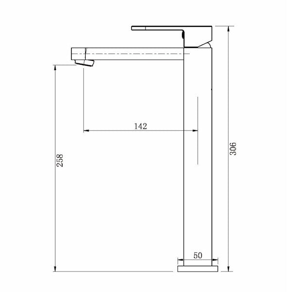 Technical Drawing: Eva Mini Vessel Mixer Matte Black
